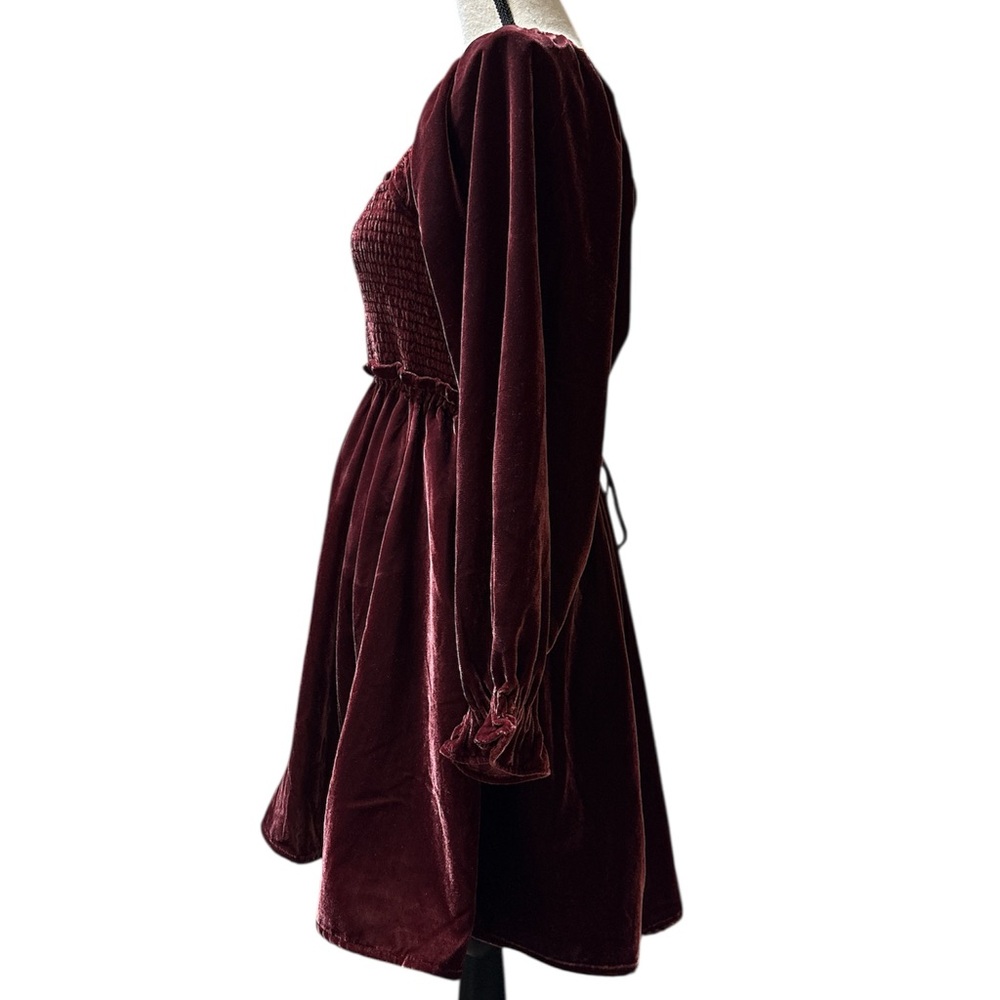 Free People Daphne Velvet Sleeve Mini Dress in Roan Rouge Sz. XS - Picture 14 of 16